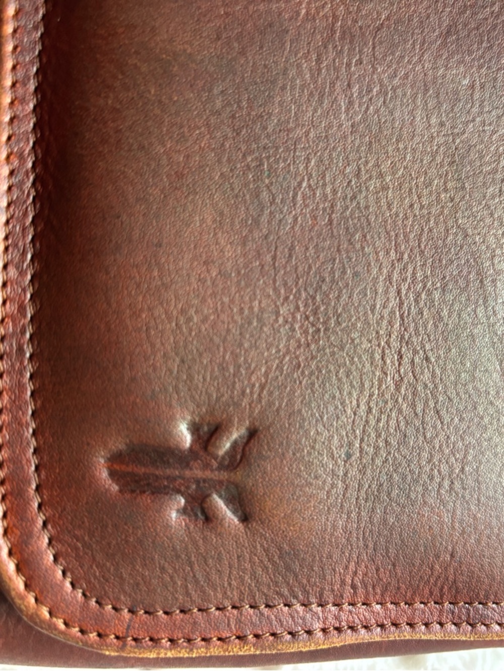 Frye Brown Leather Tooled Crossbody Satchel Bag Organizer messenger - Picture 14 of 14